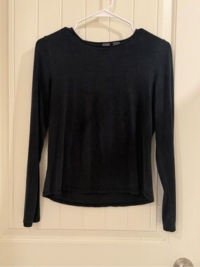 Saks Fifth Avenue Black Long-Sleeve Crewneck Top